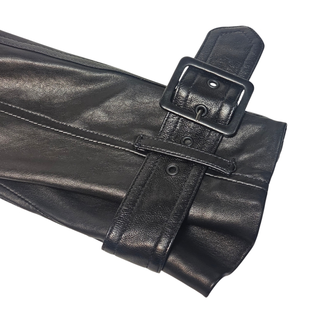 Cabe NY Black Leather Napoleon Jacket Real Rabbit Fur Trim Military Hussar Sz 4 - Picture 6 of 16